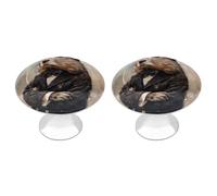2 Pack Round Charming Prairie Dog Cabinet Knobs Pulls Decorative Farmhouse Kitchen Cabinet Door Knob, 2.8cm/1.1" Knob Pull Handles with Screws, Metal Dresser Knobs for Cupboard, Closet, Bifold Door