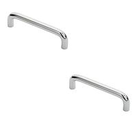 2 Pack | Round D-Bar Cabinet Pull Handle- 106 x 10mm - 96mm Fixing Centres - Chrome | Cabinet Pull Handle - Wardrobe Cupboard Door Handle - Suitable for Lightweight Internal Doors