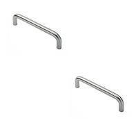 2 Pack | Round D Bar Pull Handle - 469 x 19mm - 450mm Fixing Centres - Satin Steel | Tubular Design Pull Handle - Suitable for Lightweight Internal Doors - Cabinet, Wardrobe, Cupboard Door Handle