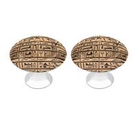 2 Pack Round Egypt Hieroglyphics Cabinet Knobs Pulls Decorative Farmhouse Kitchen Cabinet Door Knob, 2.8cm/1.1" Knob Pull Handles with Screws, Metal Dresser Knobs for Cupboard, Closet, Bifold Door