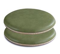 2-Pack Round Memory Foam Cushions Washable & Removable Leather Seat Pads Non-Slip Comfortable Sitting Pads for Office Garden(Size: 48cm Color: Green)