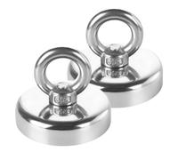 2 Pack Round Neodymium Fishing Magnets, 0-19kg Combination Tension Super Strong Neodymium Magnet with Eye Bolts, Suitable for Fishing, Hanging, Hoisting