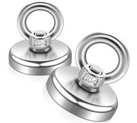 2 Pack Round Neodymium Magnets 45kg, Strong Fishing Magnets Heavy Duty Magnet Fishing 32mm Rare Earth Magnet with Eye Bolts for Industrial Hanging Hoisting
