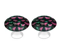 2 Pack Round Neon Butterfly Cabinet Knobs Pulls Decorative Farmhouse Kitchen Cabinet Door Knob, 2.8cm/1.1" Knob Pull Handles with Screws, Metal Dresser Knobs for Cupboard, Closet, Bifold Door