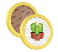 2 Pack Round Photo Frames White Black for Wall Mounting Display or Table Mounting Picture Frame Display Circle Photo Frame for Kitchen Gallery Wedding Round Frame (Yellow,5x5 inch)
