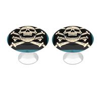 2 Pack Round Pirate Flag Skull Cabinet Knobs Pulls Decorative Farmhouse Kitchen Cabinet Door Knob, 2.8cm/1.1" Knob Pull Handles with Screws, Metal Dresser Knobs for Cupboard, Closet, Bifold Door