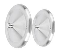 2 Pack round Stainless Steel Mug Lids for Coffee and Tea Cups | Smooth Silver Finish, Press-on Fit 8cm and 8.5cm Sizes, for Commute Use and Outdoor Settings