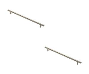 2 Pack | Round T-Bar Cabinet Pull Handle- 348 x 12mm- 288mm Fixing Centres- Satin Nickel | Cabinet Pull Handle - Wardrobe Cupboard Door Handle - Suitable for Lightweight Internal Doors