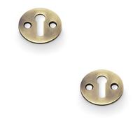 2 Pack - Round Victorian Standard Lock Profile Escutcheon - Antique Bronze Door Key Plate
