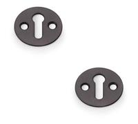 2 Pack - Round Victorian Standard Lock Profile Escutcheon - Dark Bronze Door Key Plate