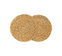 2 Pack Round Water Hyacinth Placemat,Quality Woven Wicker Table Place Mats,38cm