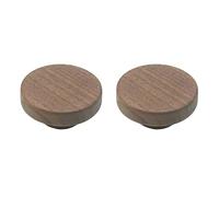 2 Pack Round Wooden Knobs Door Drawer Handles Kitchen Cabinet Cupboard Door Drawer Pull Knob, Black Walnut Cabinet Knob Door Pulls with Screws for Dresser Wardrobe Furniture Hardware Handle