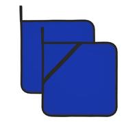2 Pack Royal Blue Square Pot Holders with Hanging Loop, Heat Resistant Oven Mitts Pads for Kitchen Microwave Grilling, Hanging Hot Handle Trivet Set