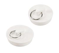 2 Pack Rubber Bath Plug, Universal 1-3/4"(41.8-47.5 mm) and 1-3/8" (34.5-40 mm) White Bathroom Sink Drain Tub Stoppers with Hanging Ring for Bathtub, Kitchen, Bathroom, Laundry Shower Drain