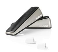 2 Pack Rubber Door Stopper Wedge - 2 Pack Small Door Stoppers Stop Wedge Made of Premium Quality Brushed Stainless Steel, Wall Protector for Home & School with Self Adhesive Holder Satin Nickel