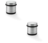 2 Pack - Rubber Tip Freestanding Doorstop - Satin Chrome 62mm - Hard Floor Tile Portable