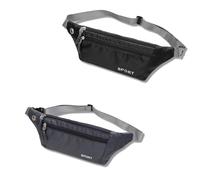 2 Pack Running Belt for Men & Women, Lightweight Hands-Free Waist Pack with Secure Phone Pocket, Adjustable Strap-for Gym, Marathon &Travel (Black+Gray)