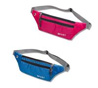 2 Pack Running Belt for Men & Women, Lightweight Hands-Free Waist Pack with Secure Phone Pocket, Adjustable Strap-for Gym, Marathon &Travel (Rose Red+Sky Blue)