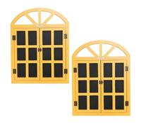 2-Pack Rustic Farmhouse Window Frames with Chalkboard - Arched Faux Wall Decor for Kitchen, Living Room & Covered Porch (15.7" x 20.5")