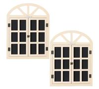 2-Pack Rustic Farmhouse Window Frames with Chalkboard - Arched Faux Wall Decor for Kitchen, Living Room & Covered Porch (15.7" x 20.5")