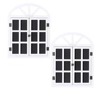2-Pack Rustic Farmhouse Window Frames with Chalkboard - Arched Faux Wall Decor for Kitchen, Living Room & Covered Porch (15.7" x 20.5")