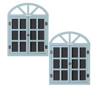 2-Pack Rustic Farmhouse Window Frames with Chalkboard - Arched Faux Wall Decor for Kitchen, Living Room & Covered Porch (15.7" x 20.5")