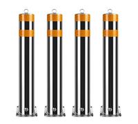 2 Pack Safety Bollards Post with Removable Pipe and Reflective Strips，Stainless Steel Parking Bollard Post Traffic Control Driveway Barrier Parking Pole(39.4x3in)