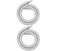 2 Pack Safety Ropes, 3, 4, 5, 6, 8 & 10 Feet, Twisted Barrier Rope for Posts, for Grand Opening, Wedding, Birthday/Silver/1.8m/6ft
