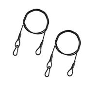 2-Pack Safety Security Cables for DJ Stage Lighting, 2ft Stainless Steel Cable with 5/32" Diameter, Black Ropes with Loops and Carabiner for Safe Attachment