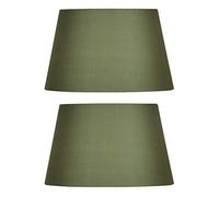 2 Pack - Sage Green 12" Cotton Drum Vintage Tapered Fabric Lampshade with Reversible Gimble & Shade Reducing Ring to Fit All Types of Lampholders - Sold in Pairs