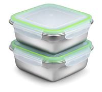 2 Pack Sandwich Containers, 24oz Stainless Steel Sandwich Box with Airtight Lids, Reusable Metal Meal Prep Lunch Boxes, BPA-Free, Dishwasher Safe, Food Storage Containers for Families (Green)