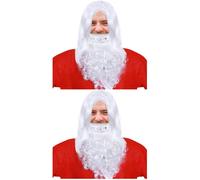 2 Pack Santa Beard and Set White Wizard Wig Gnome Beards for Doll