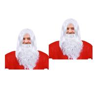 2 Pack Santa Wig and Beard Set Medieval Hat Costume Beards for Men