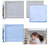 2 Pack Satin Bassinet Sheets - Ultra Soft Silk Feeling Crib Sheets for Baby Hair Protection, Fits Rectangle Oval Round Hourglass Bassinet Mattress, Washable Newborn Cradle Pad Cover (Blue+Grey)