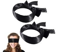2 Pack Satin Blindfold Eye Covers, Silk Eye Masks Soft Blind Folds for Sleeping, Games, Travel (Black)
