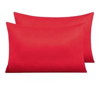 2 Pack Satin Breathable Pillowcases for Hair and Skin, Soft and Smooth Pillow Cases Set with Hidden Zipper for Sleeping(Red,51x91 cm)