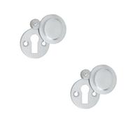 2 Pack Satin Chrome Round Covered Escutcheon 32mm for Elegant Interiors - Key Hole Cover