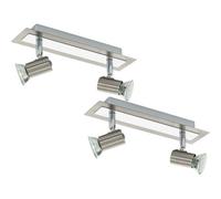 2 Pack Satin Nickel Chrome Plated Gu10 Wall Spot Lights With 2X5W Bulbs