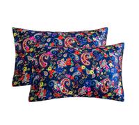 2 Pack Satin Silk Pillowcase Set - Luxurious Silky Paisley Floral Pillow Cases for Hair and Skin - Soft As Silk Pillow Cover with Envelope Closure, Wrinkle-Free & Hypoallergenic B 20*30In(50.8*76cm）