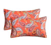 2 Pack Satin Silk Pillowcase Set - Luxurious Silky Paisley Floral Pillow Cases for Hair and Skin - Soft As Silk Pillow Cover with Envelope Closure, Wrinkle-Free & Hypoallergenic D 20*30In(50.8*76cm）