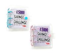 2 Pack Savings Challenge Binder Set, Pink and Blue Money Saving Wallets with 25 Envelopes Each, Easy Cash Stuffing Kit to Save 5000, Budget Book for Couples, Friends, Family Financial Goals