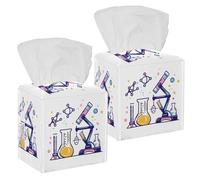 2 pack Science biology chemical experiment lab (3) Tissue Box Cover - Tissue Box Holder, Decorative Tissue Box for Vanity Toilet Tank Dresser Night Stand Table Countertop Office Car