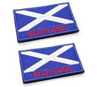 2 Pack Scottish Flag Patch w Hook and Loop Fixing Scotland Embroidered Fabric Patches Emblem Army Airsoft Tactical Badges