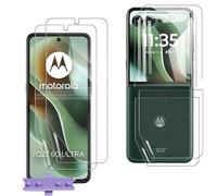 2 Pack Screen Protector for Motorola Razr 60 Ultra + 2 Pack HD Clear Back Film,Scratchproof,Bubble Free,Easy Installation,HD Fingerprint Unlock Full Coverage Flexible TPU Glass Film,Transparent