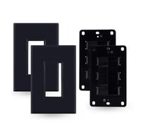 2 Pack Screw less Brush wall plate cable pass through with Brackets - In Wall Cable Management kit - Snap-on Single Gang Wall Cover Plate for Low Voltage Cables - TV Cord Hider for Wall Mounted TV