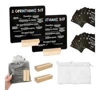 2-Pack Scripture Cards - Double-Sided Bible Verse Cards with Wooden Display Stand, Prayer Request Set for Scripture Memory, Christian Crafts Gifts, Includes Organza Storage Bag for Home Church Use