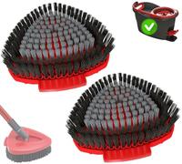 2 Pack Scrub Brush Head Replacement for Vileda Turbo Smart Spin Mop System | Dual-Bristles Scrub Brush - Soft Grey for Lather, Hard Black for Tough Stains. For Bathroom, Kitchen, Pools, Decks, Garages