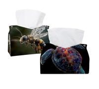 2 pack Sea Ocean Animal Turtle Abstract Art (2) Tissue Box Cover, 7.5x5x6in
