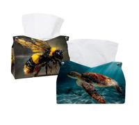2 pack Sea Turtle (1) Tissue Box Cover Leather Facial Tissue Dispenser Box Holder for Dresser Bathroom Decorative