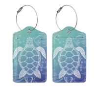 2 Pack Sea Turtle Luggage Tag for Suitcases, Cute Turtle Theme Party Decorations Leather Tags, Cruise Ship Essential Travel Unique Gift for Men Women Couples Lover, Funny Christmas Birthday Gifts